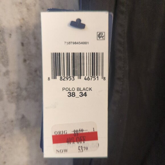 NWT Polo Ralph Lauren Mens 38x32 (m 38x31) Black Chino Pants Straight Stretch - Picture 3 of 11